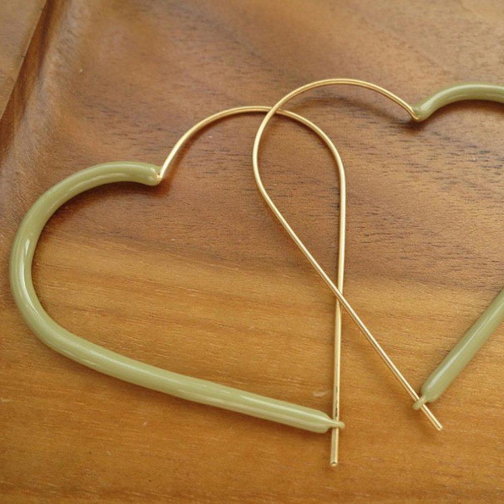 Enamel Heart Hoop Earrings